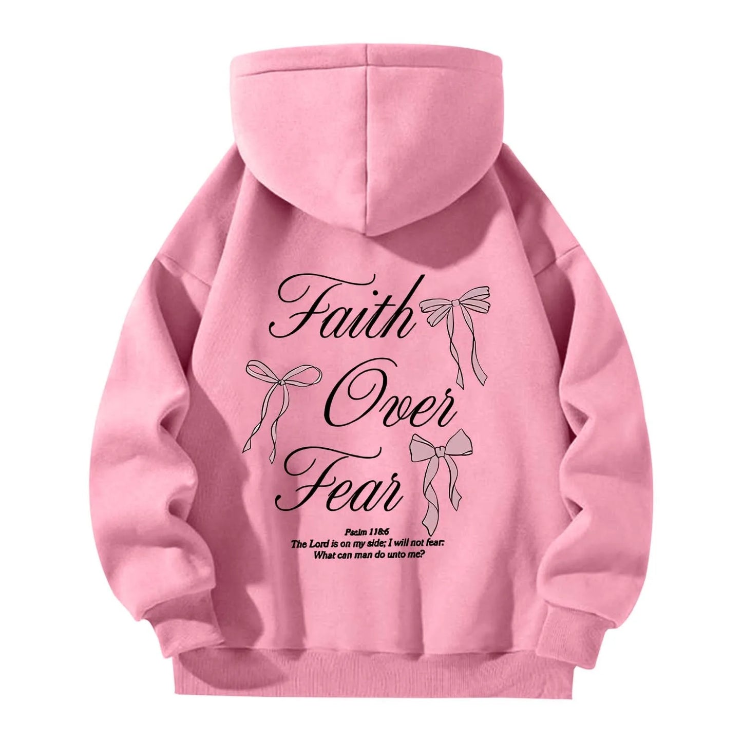 'Faith Over Fear' Pullover Hoodie w/Ribbon Print (Christian Apparel)