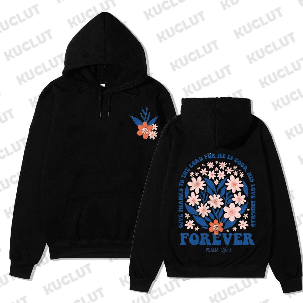 Floral Faith-Based Pullover Hoodie (Christian Apparel)