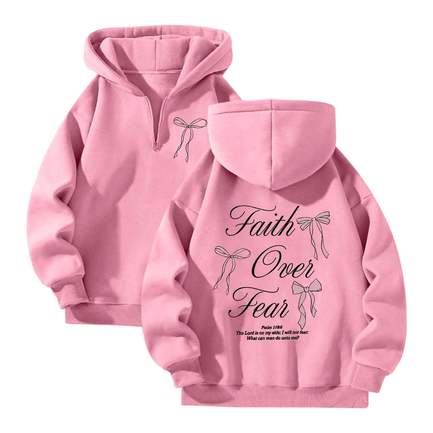 'Faith Over Fear' Pullover Hoodie w/Ribbon Print (Christian Apparel)