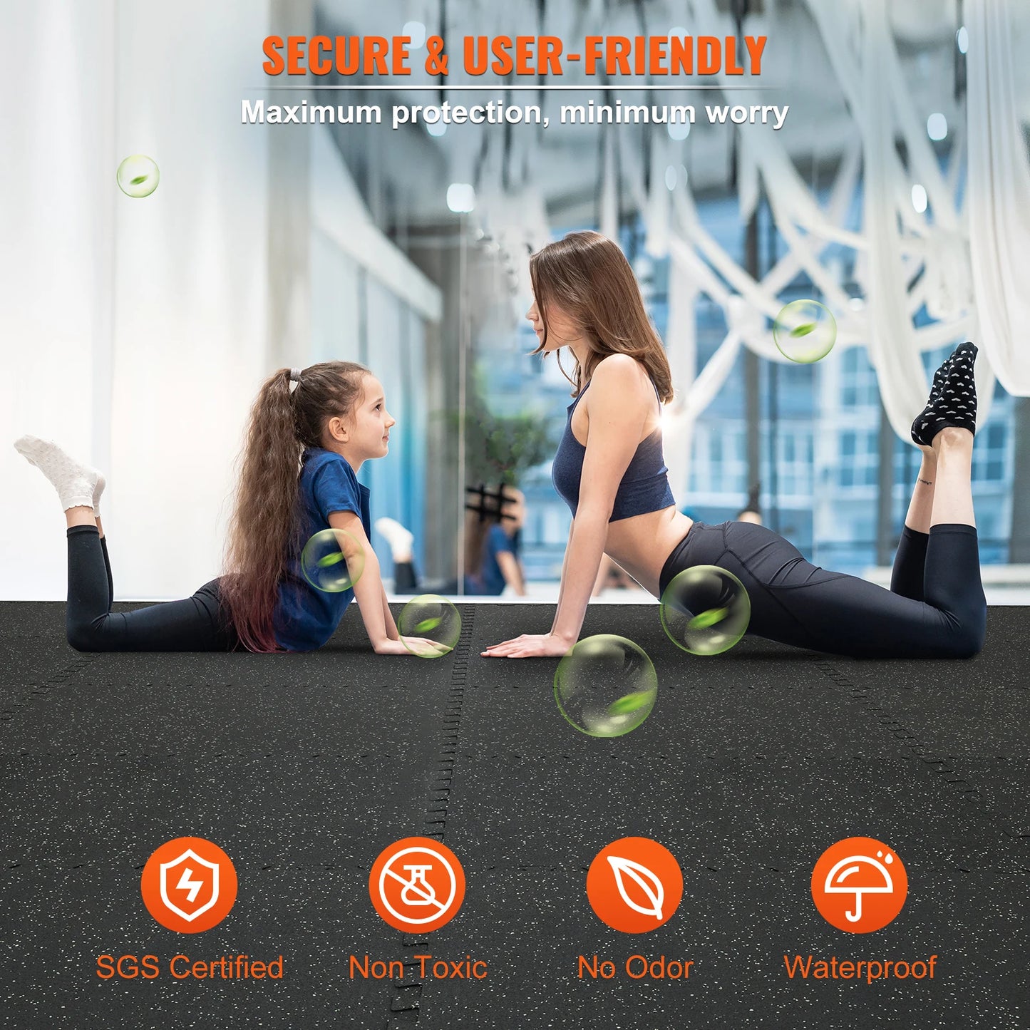 Rubber Top Interlocking Exercise Mats (Waterproof)