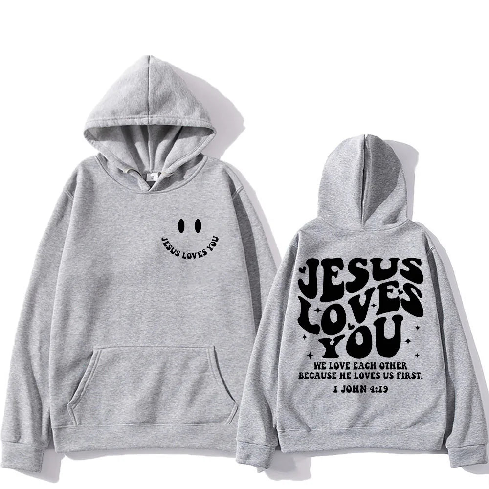 'Jesus Loves You' Print Pullover Hoodie #2 (Christian Apparel)