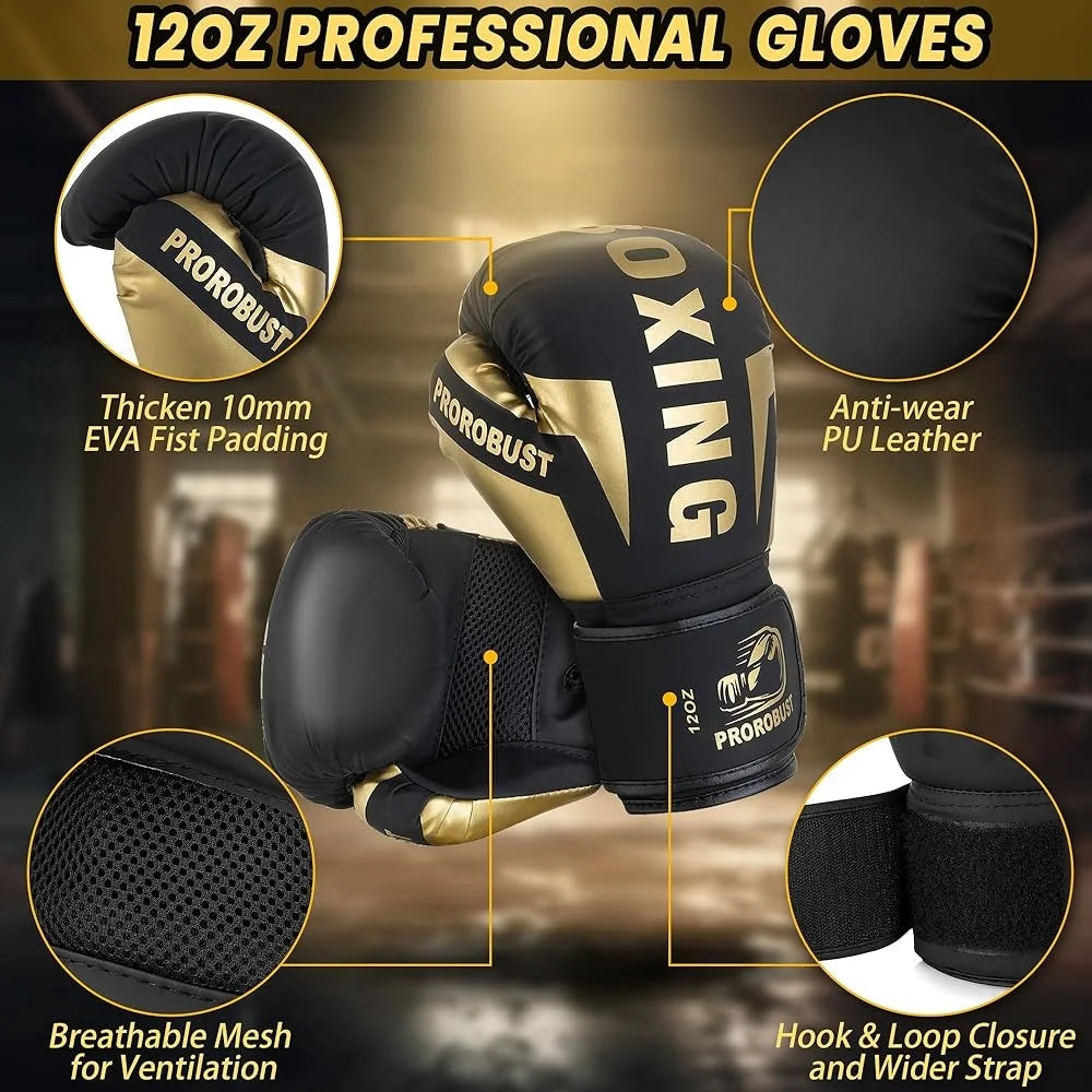5-in-1 Heavy Boxing Bag Set w/12oz Gloves & More