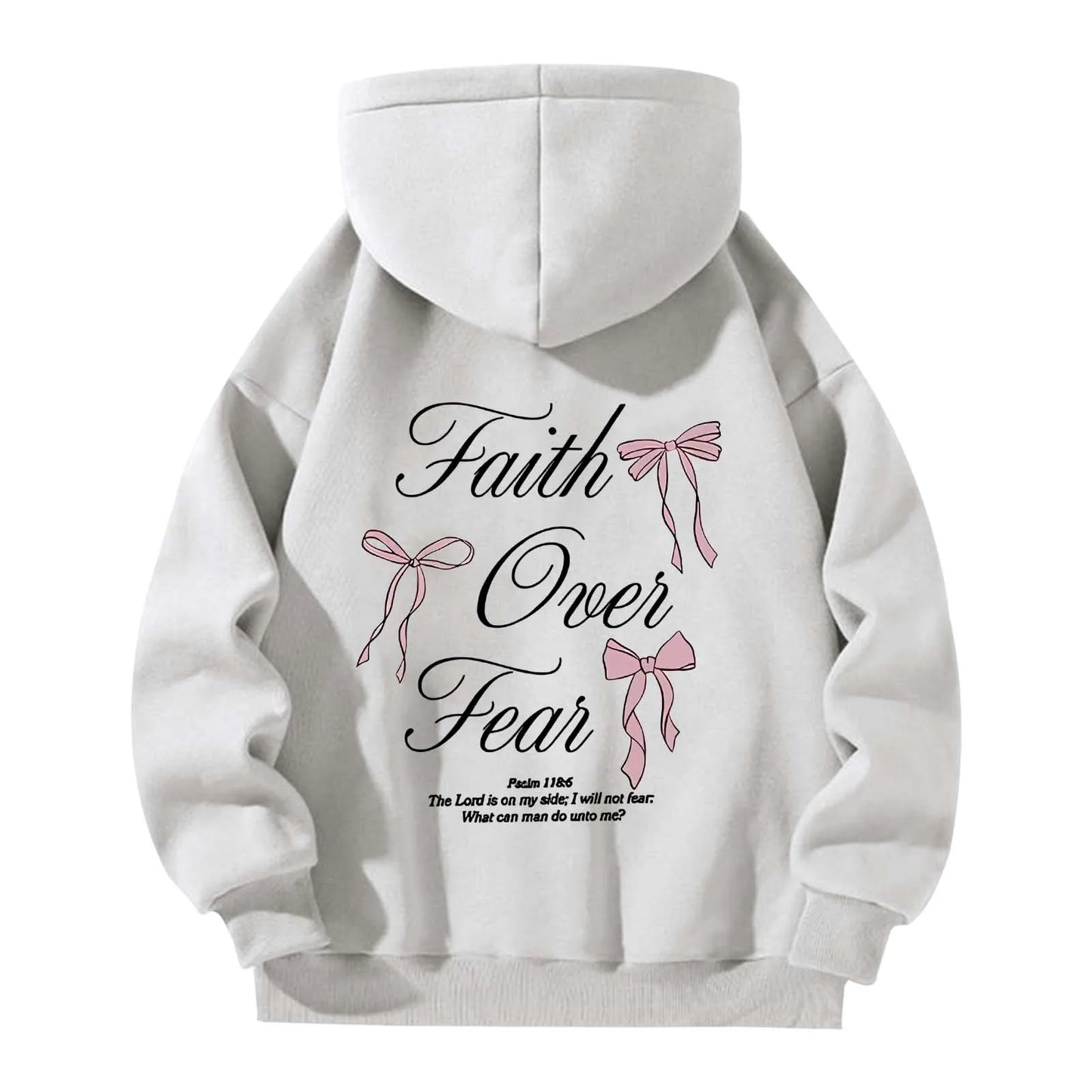 'Faith Over Fear' Pullover Hoodie w/Ribbon Print (Christian Apparel)
