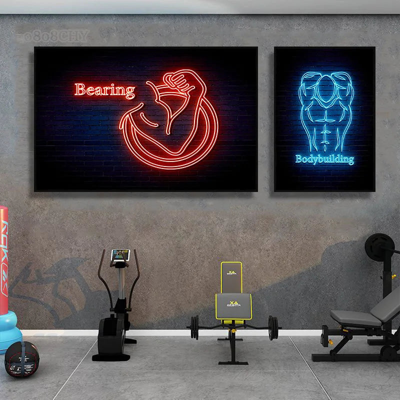 Neon Fitness Wall Posters