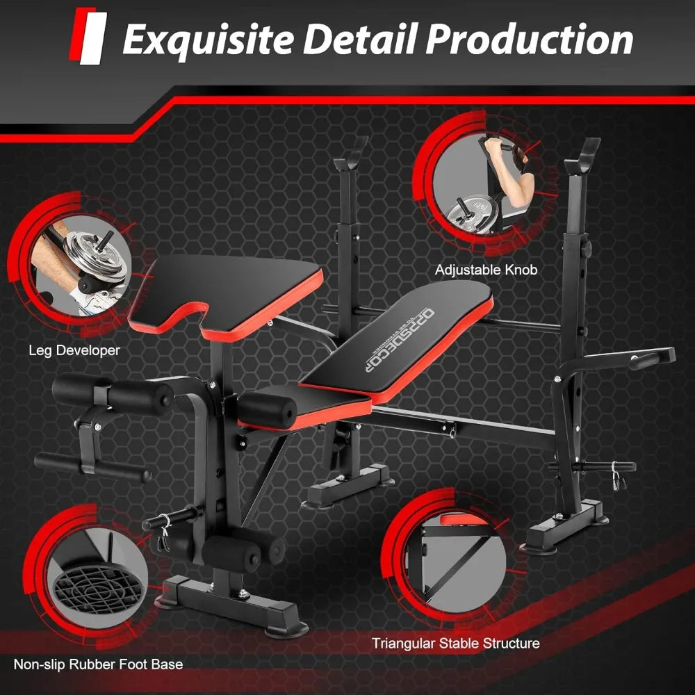 Heavy Duty Weightlifting Bench w/Barbell Rack