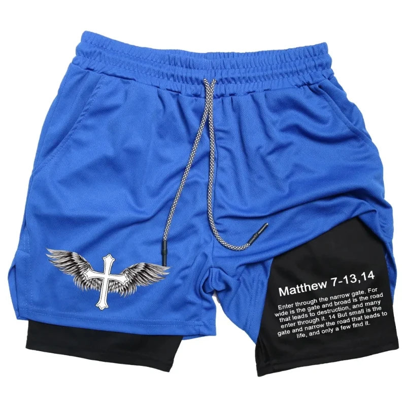 2-in-1 Men's Performance Shorts (Bible Printed)