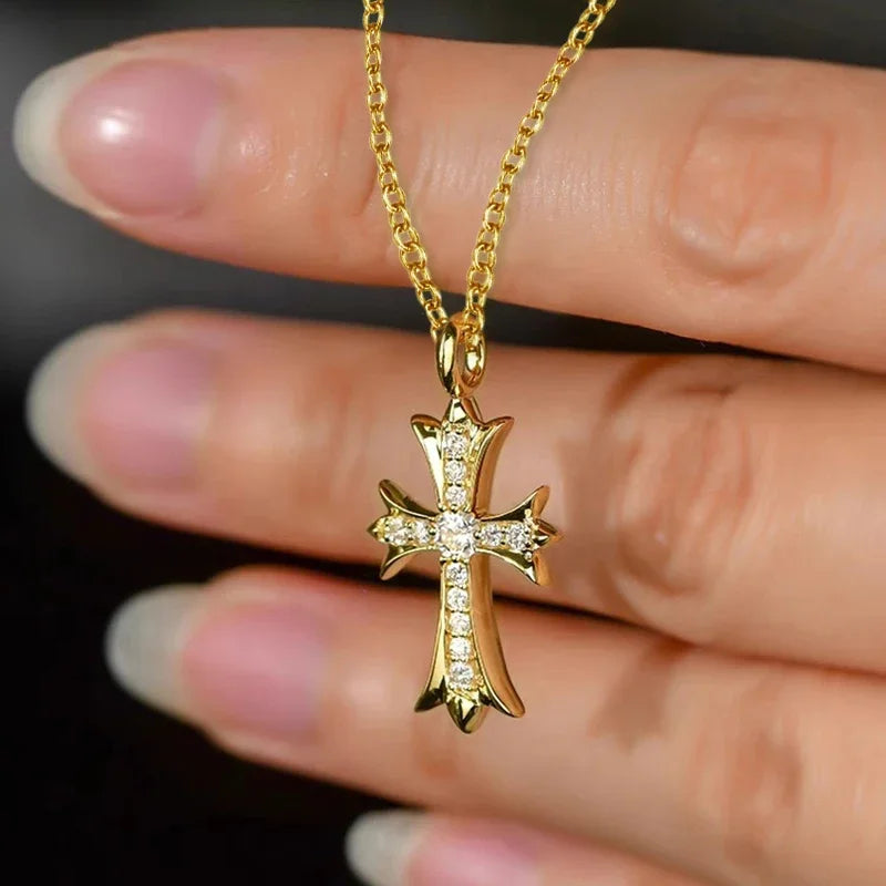 Sparking Zirconia Cross Pendant Necklace