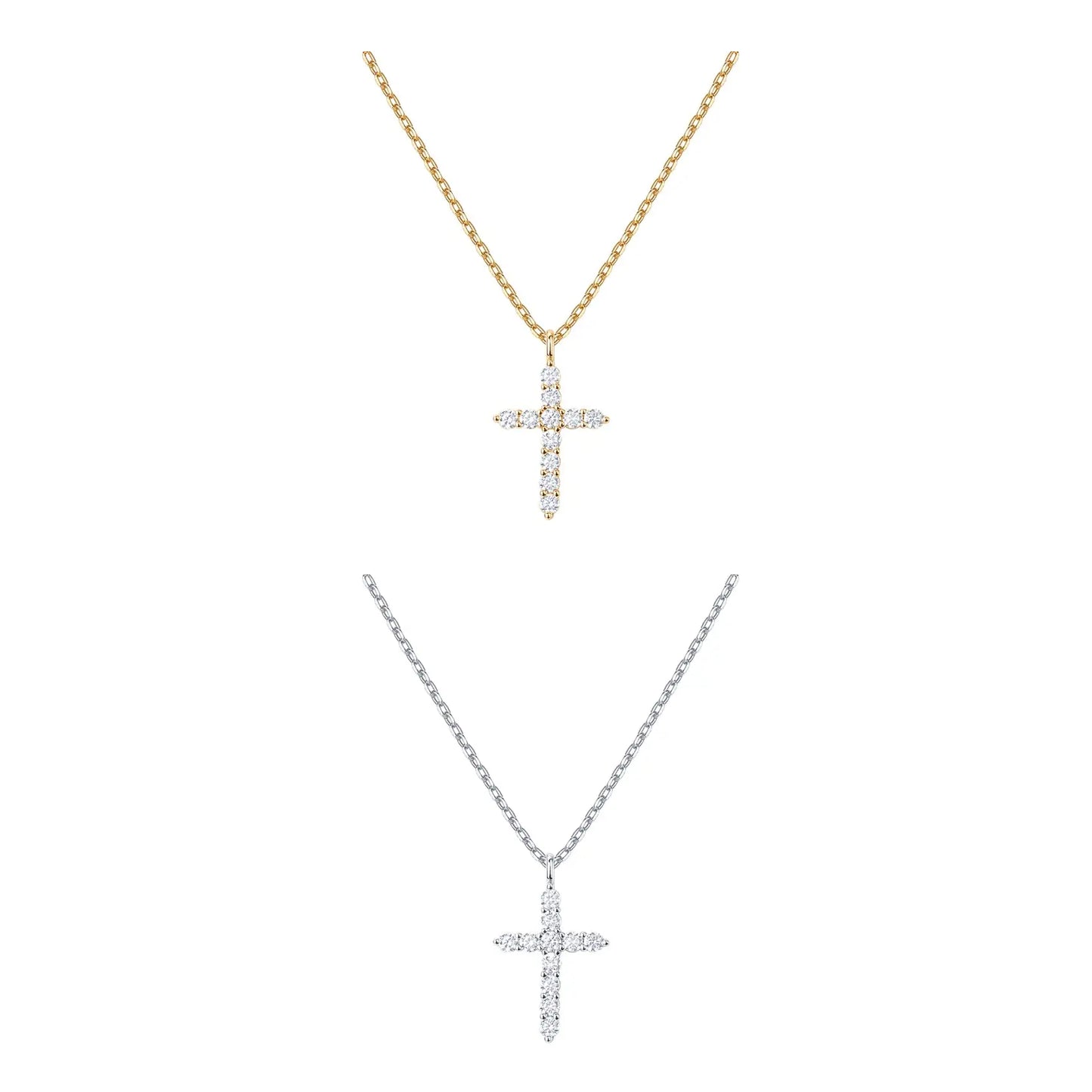 14K Gold Plated Zirconia Cross Necklace