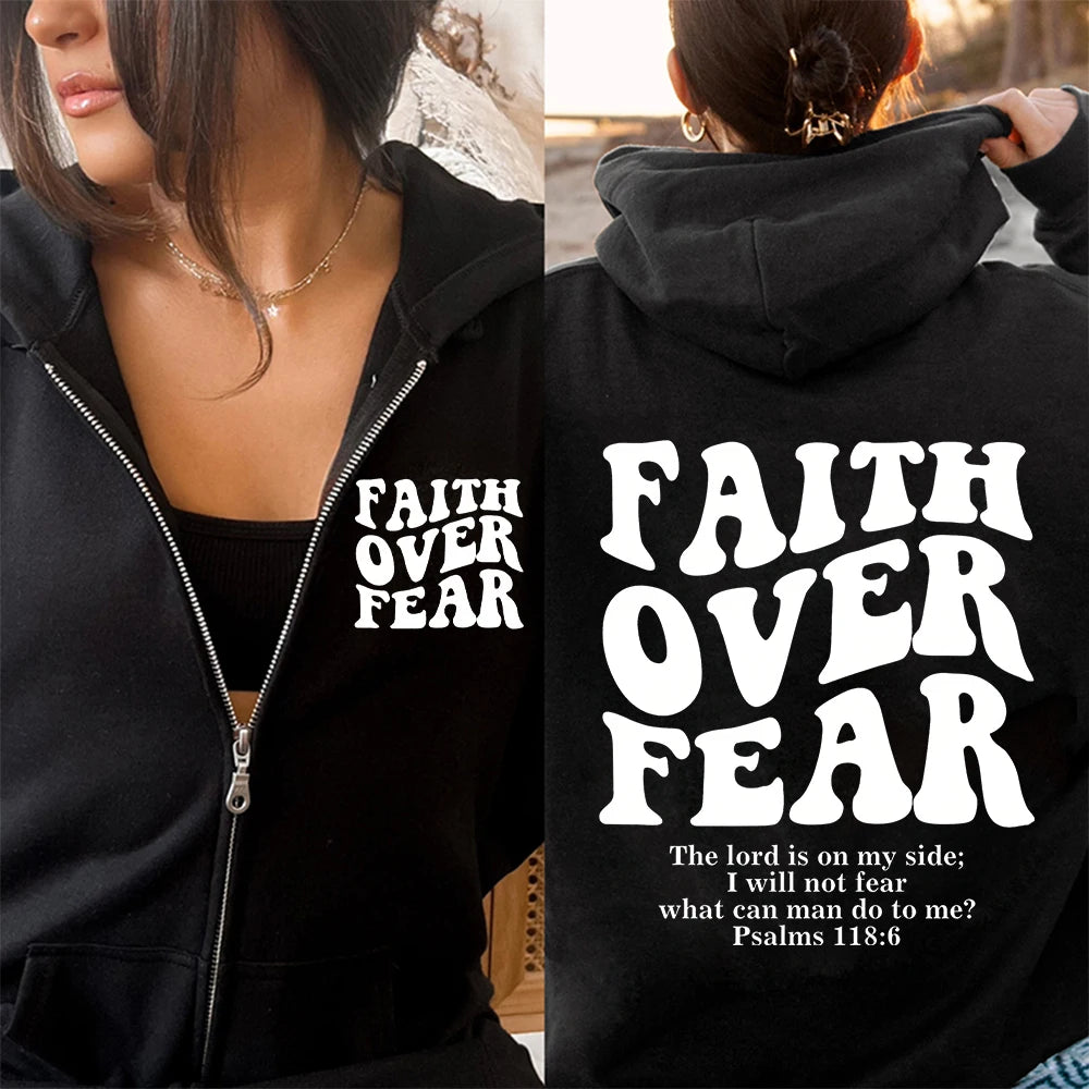 'Faith Over Fear' Zip-Up Hoodie (Christian Apparel)