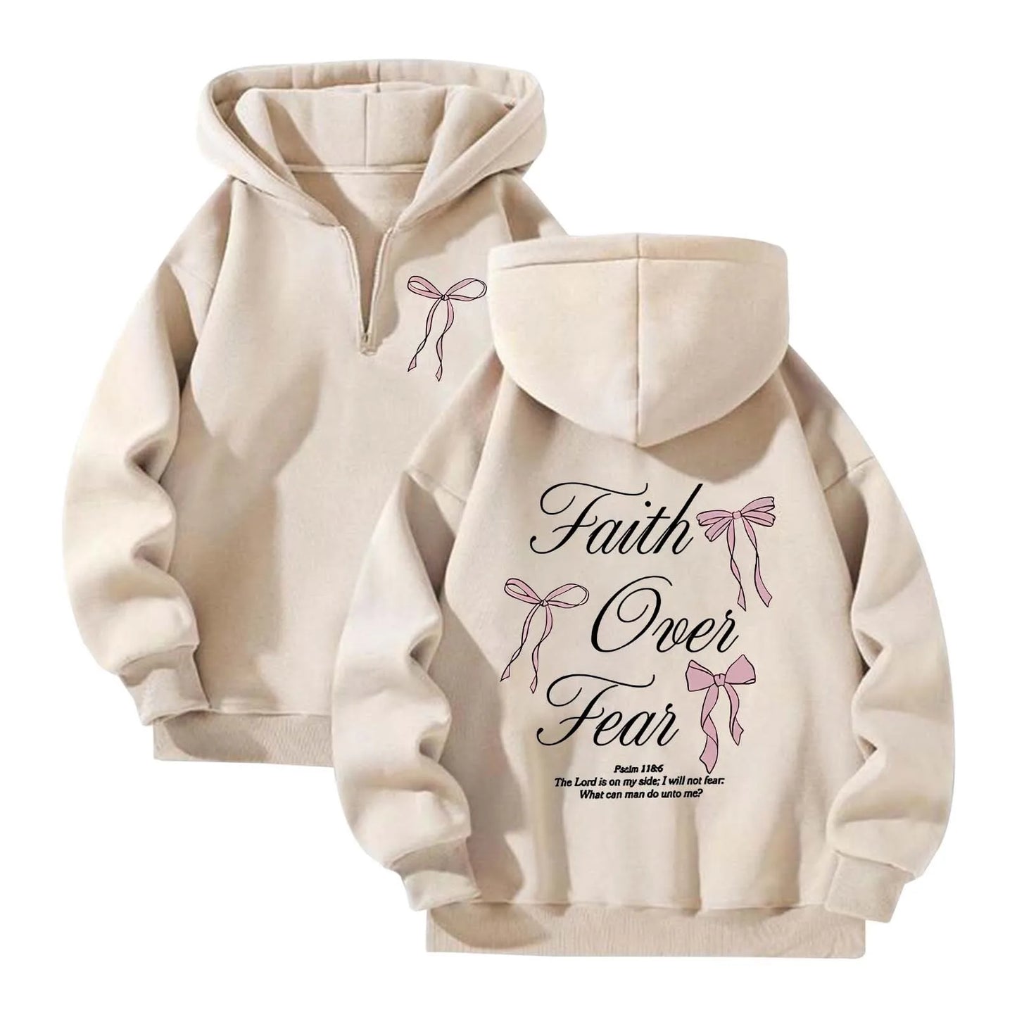 'Faith Over Fear' Pullover Hoodie w/Ribbon Print (Christian Apparel)
