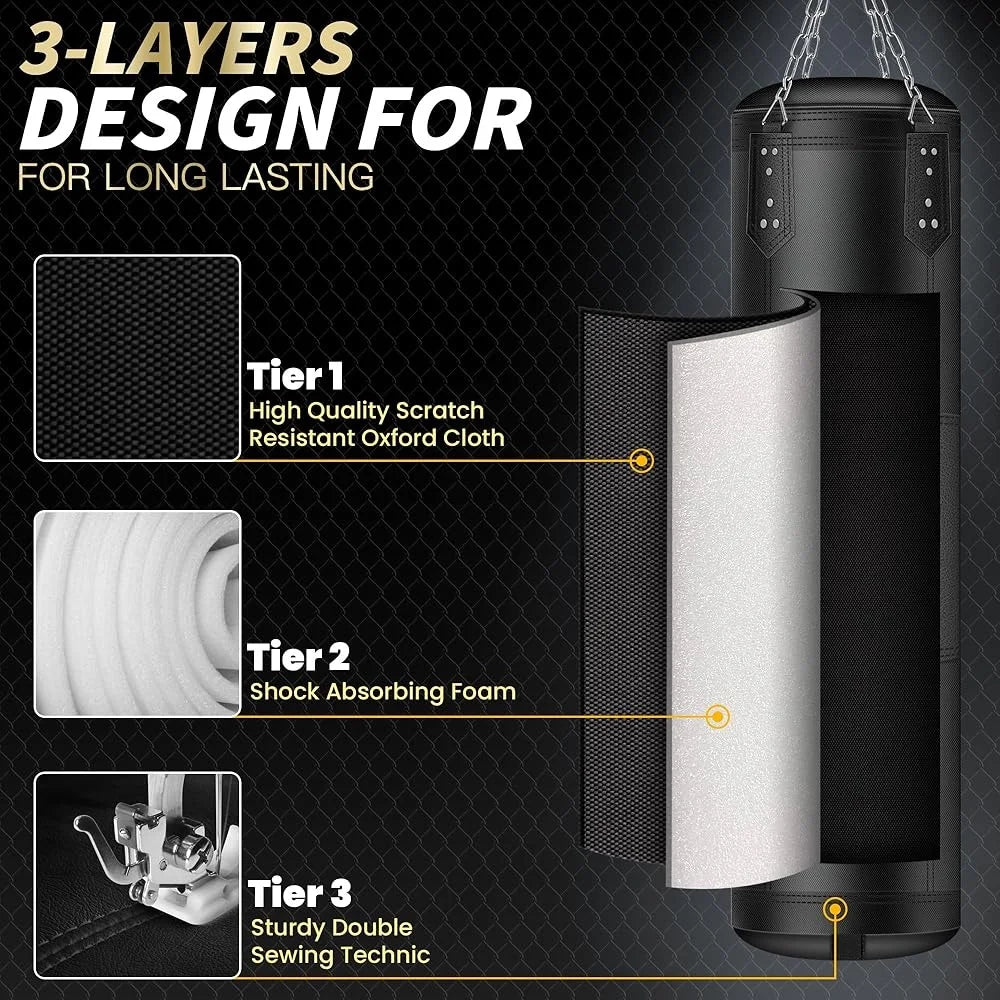 5-in-1 Heavy Boxing Bag Set w/12oz Gloves & More
