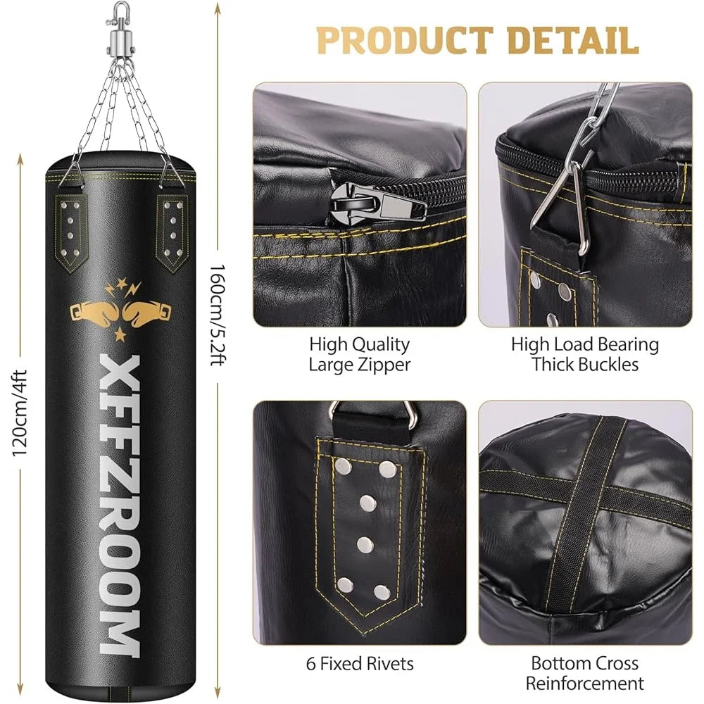 6-in-1 Heavy Boxing Bag Set w/12oz Gloves & More