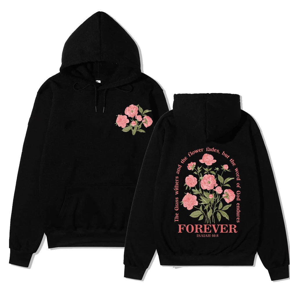 Floral Faith-Based Pullover Hoodie (Christian Apparel)