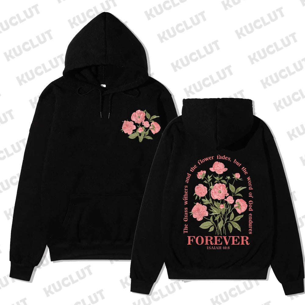 Floral Faith-Based Pullover Hoodie (Christian Apparel)