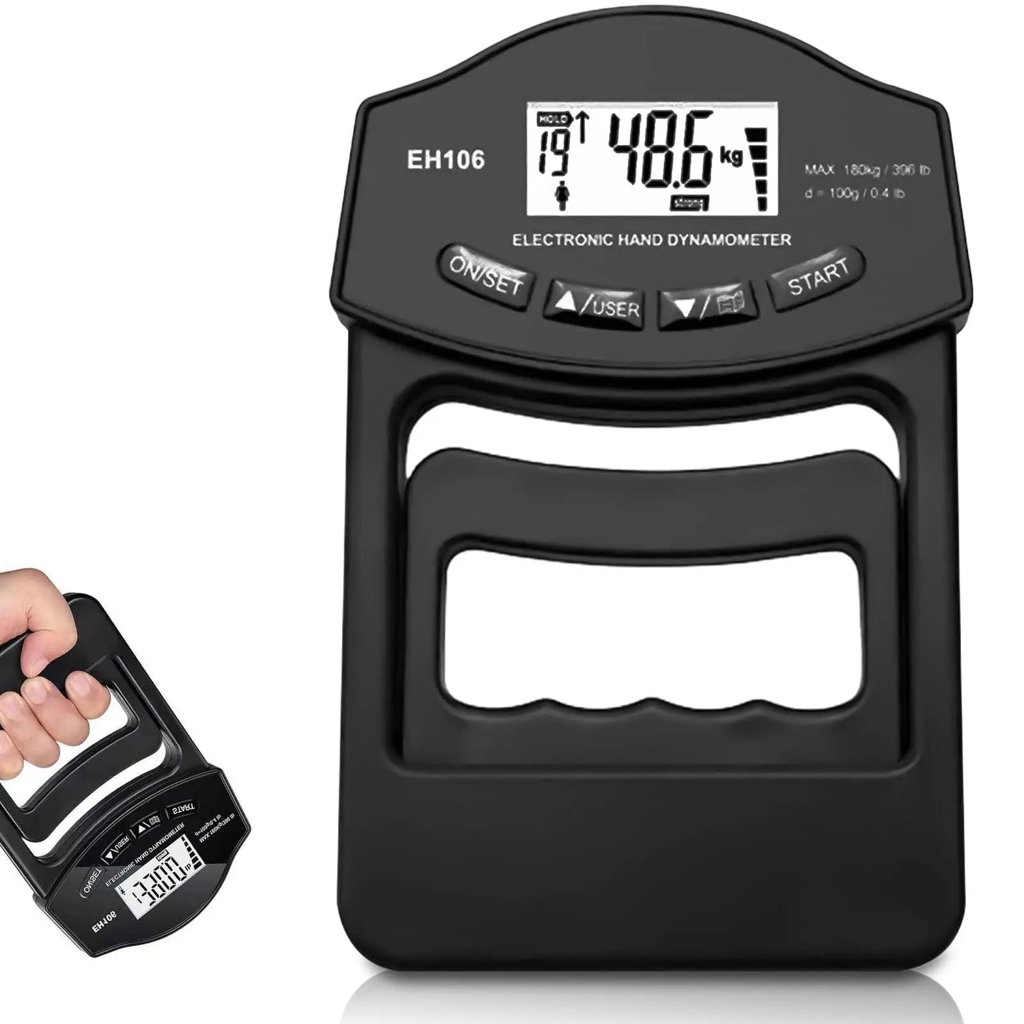 Electronic Grip Strength Trainer - Digital Tracker + Adjustable Resistance (396Lbs/180Kg)