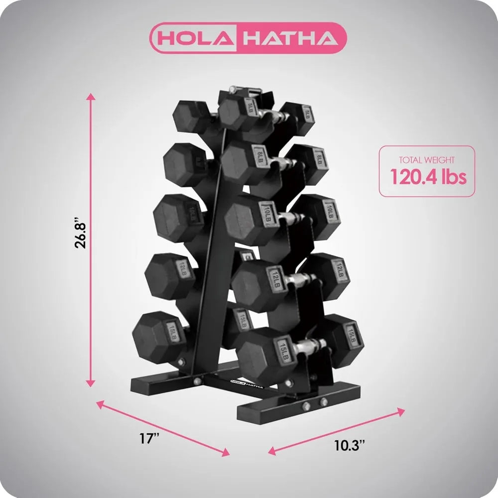 Hexagonal Dumbbell Free Hand Weight Set w/Rack