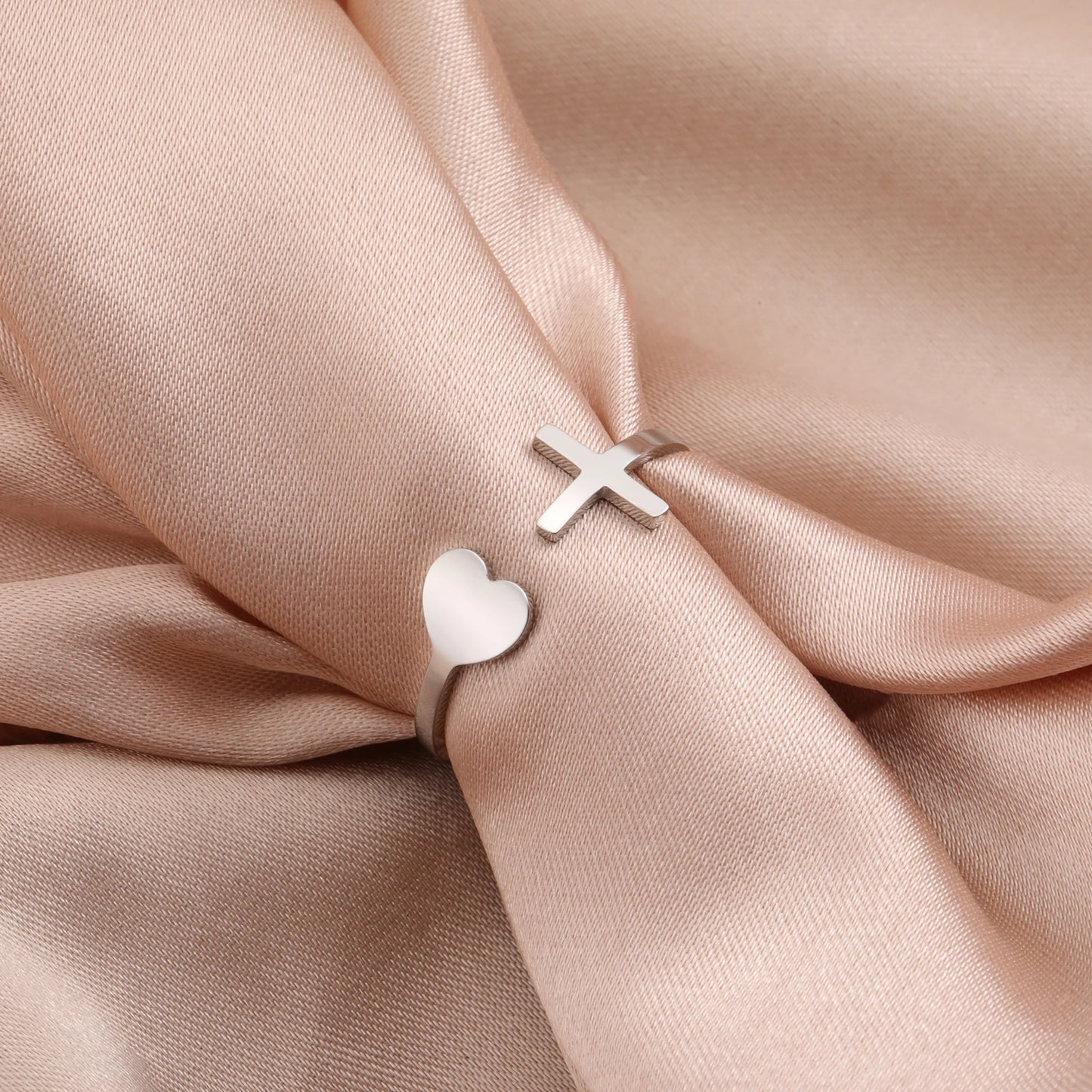 Open Heart-Cross Ring