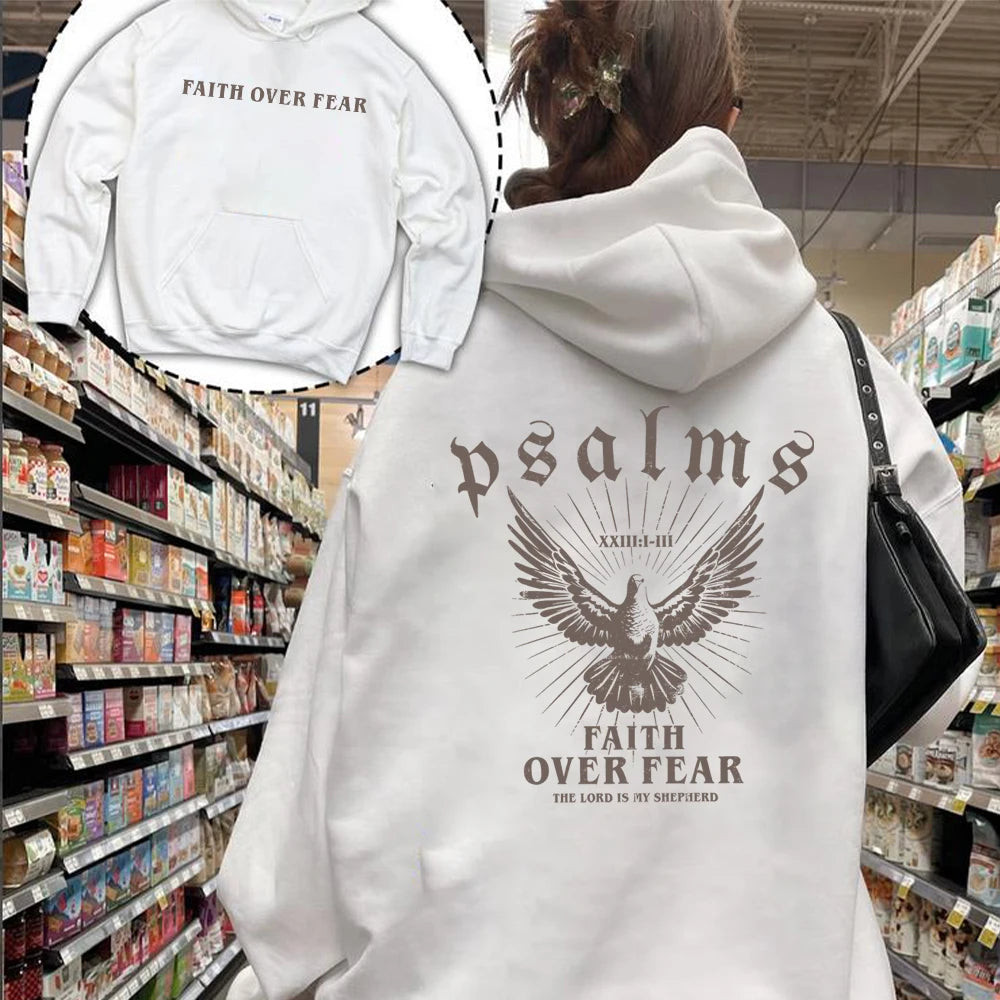 'Faith Over Fear' Pullover Hoodie w/Dove Print