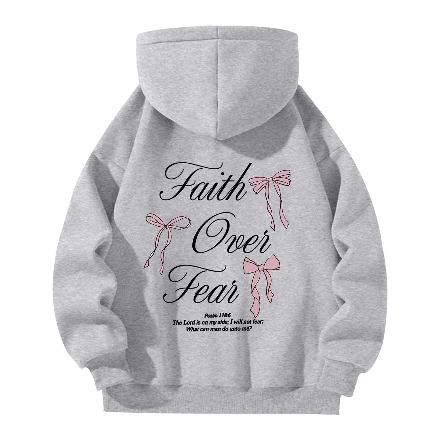 'Faith Over Fear' Pullover Hoodie w/Ribbon Print (Christian Apparel)