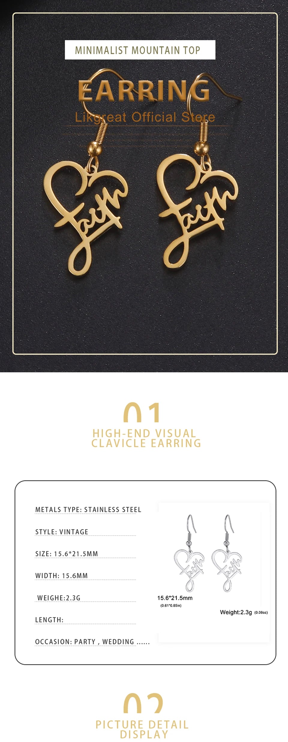 Faith Heart Earrings