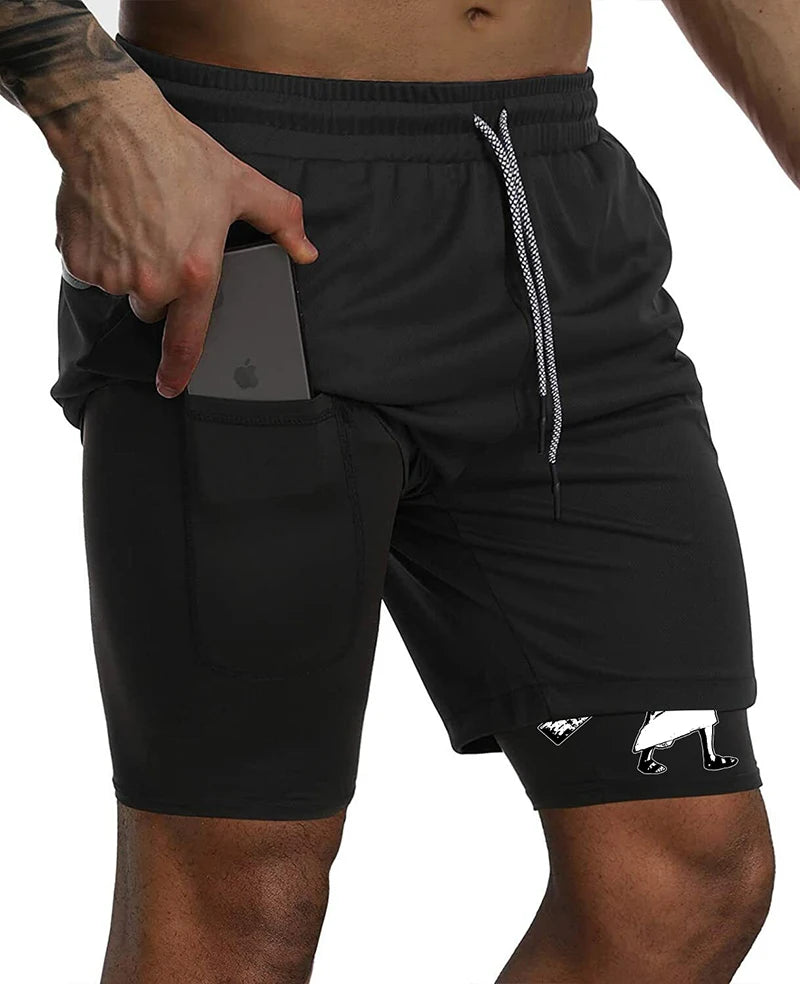 2-in-1 Men's Performance Angel Cross Shorts (Bible Printed)