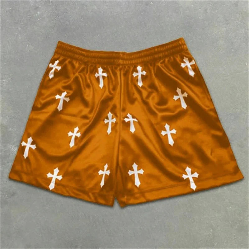 Assorted Graphic Angel & Crosses Workout Shorts