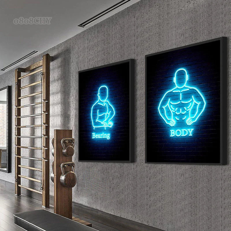 Neon Fitness Wall Posters