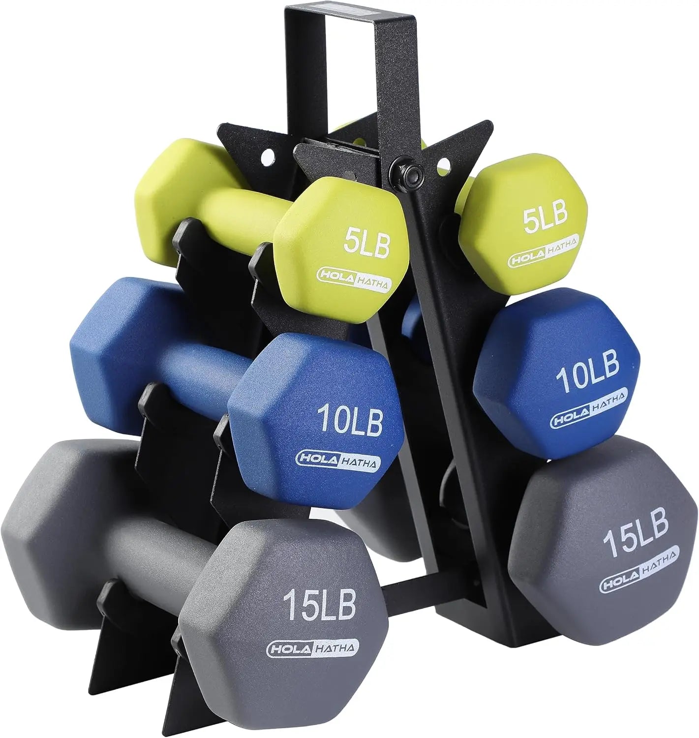 Pastel Neoprene Dumbbell Set w/Rack (5-15lbs)