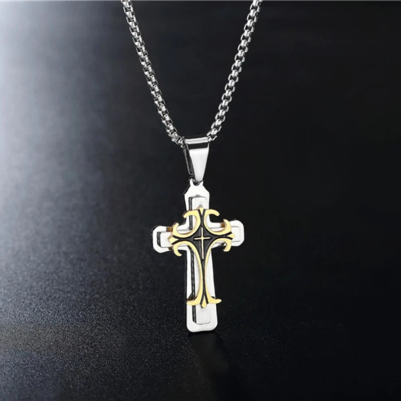 Multilayer Fashion Cross Pendant Necklace