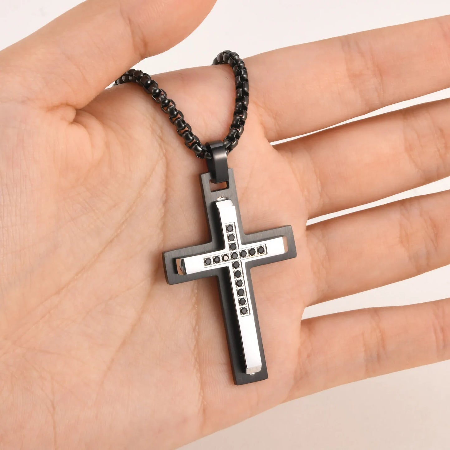 Double Layered Stainless Steel Pendant Necklace