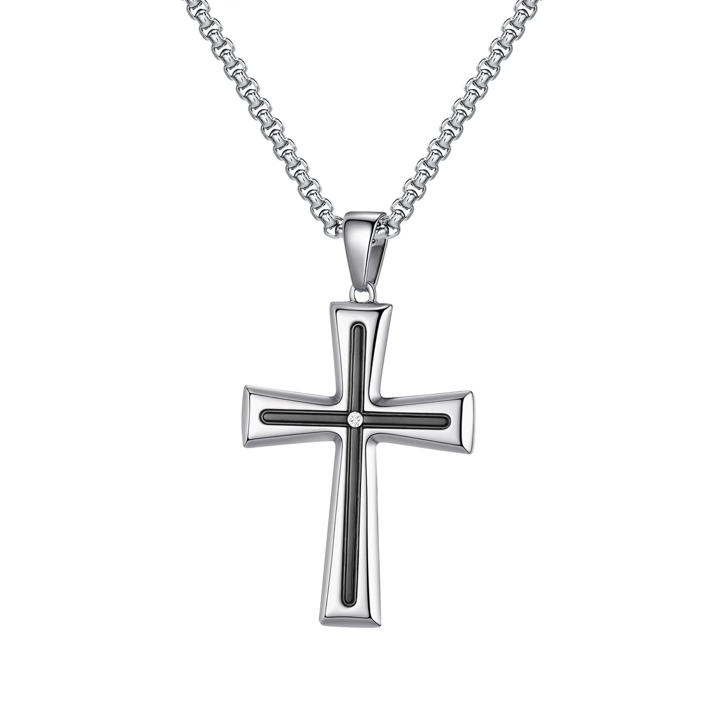 Stainless Steel Punk Cross Pendant Necklace