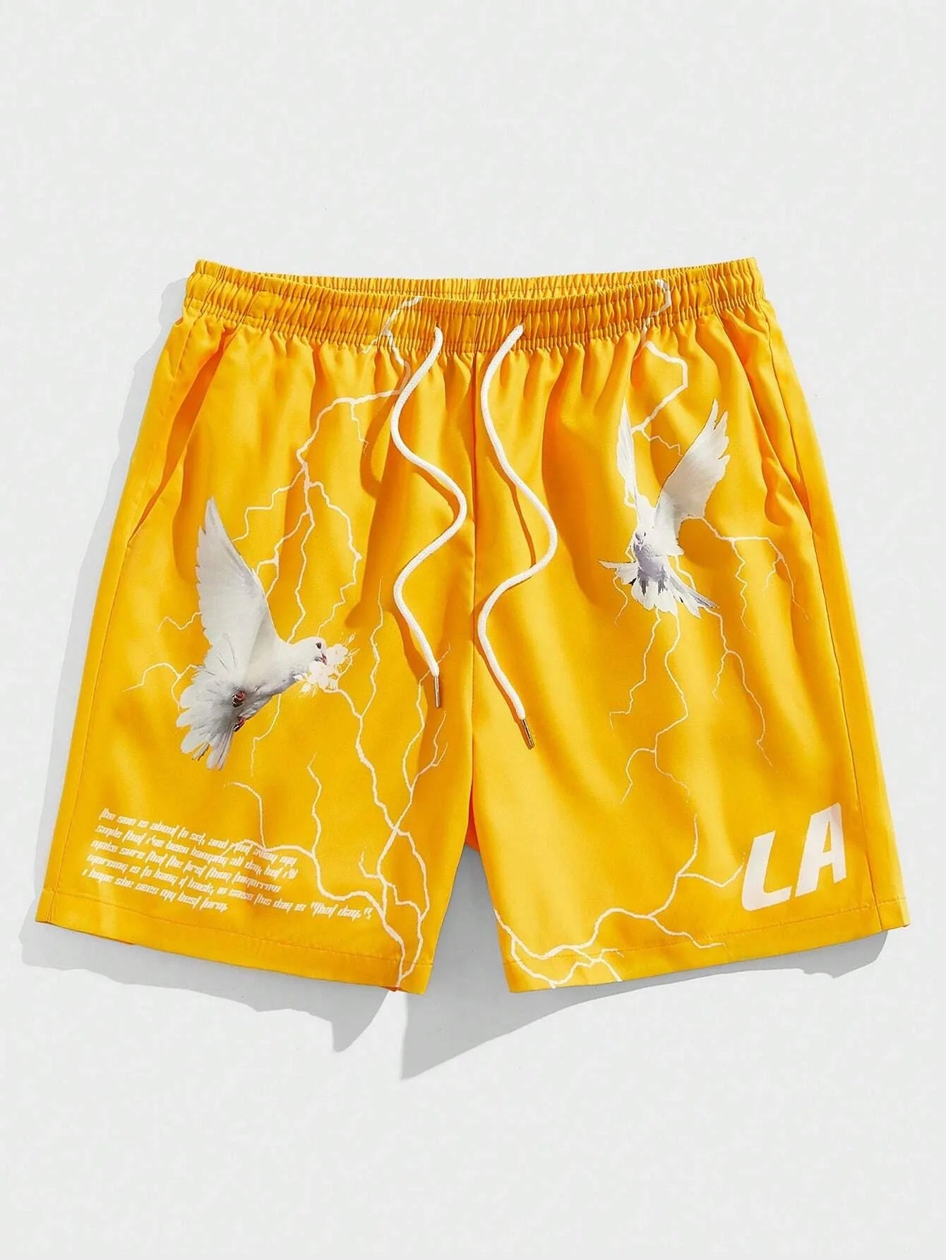 Pigeon & Slogan Graphic Fitness Shorts