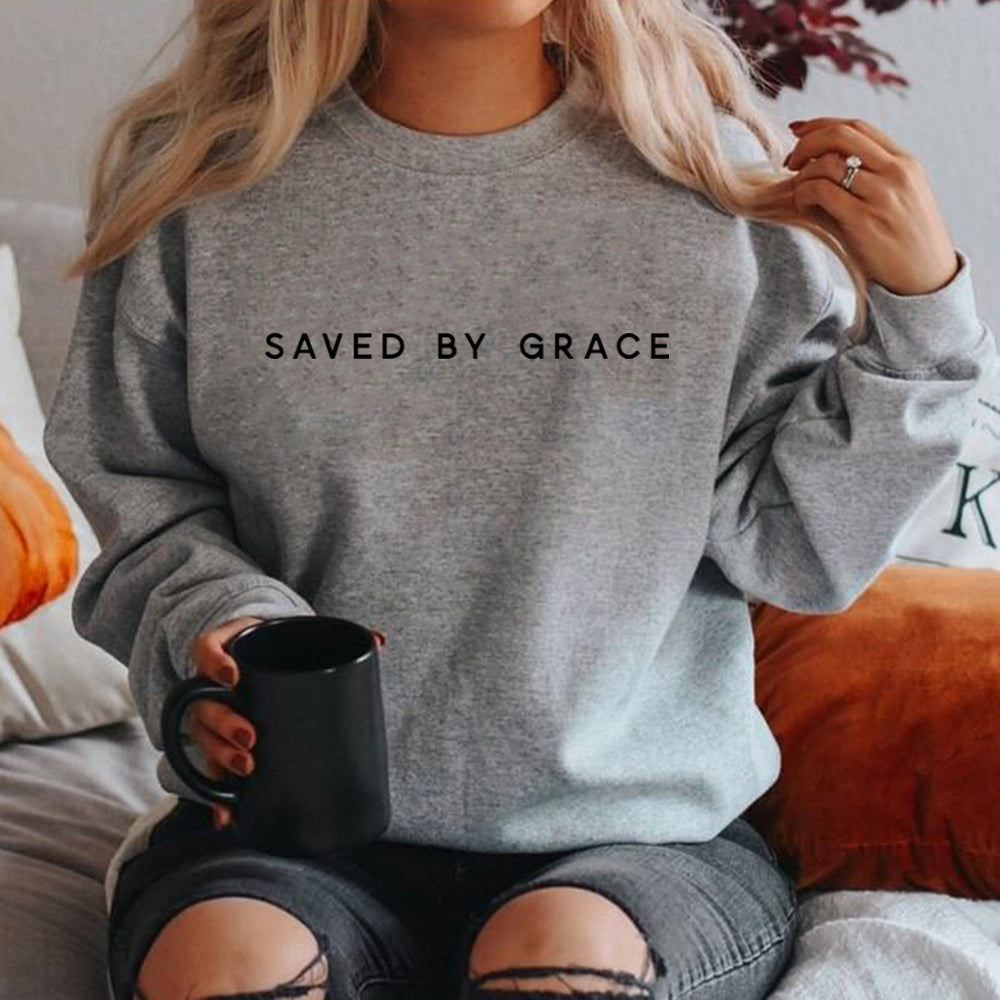 'Saved By Grace' Crewneck Sweatshirt (Christian Apparel)