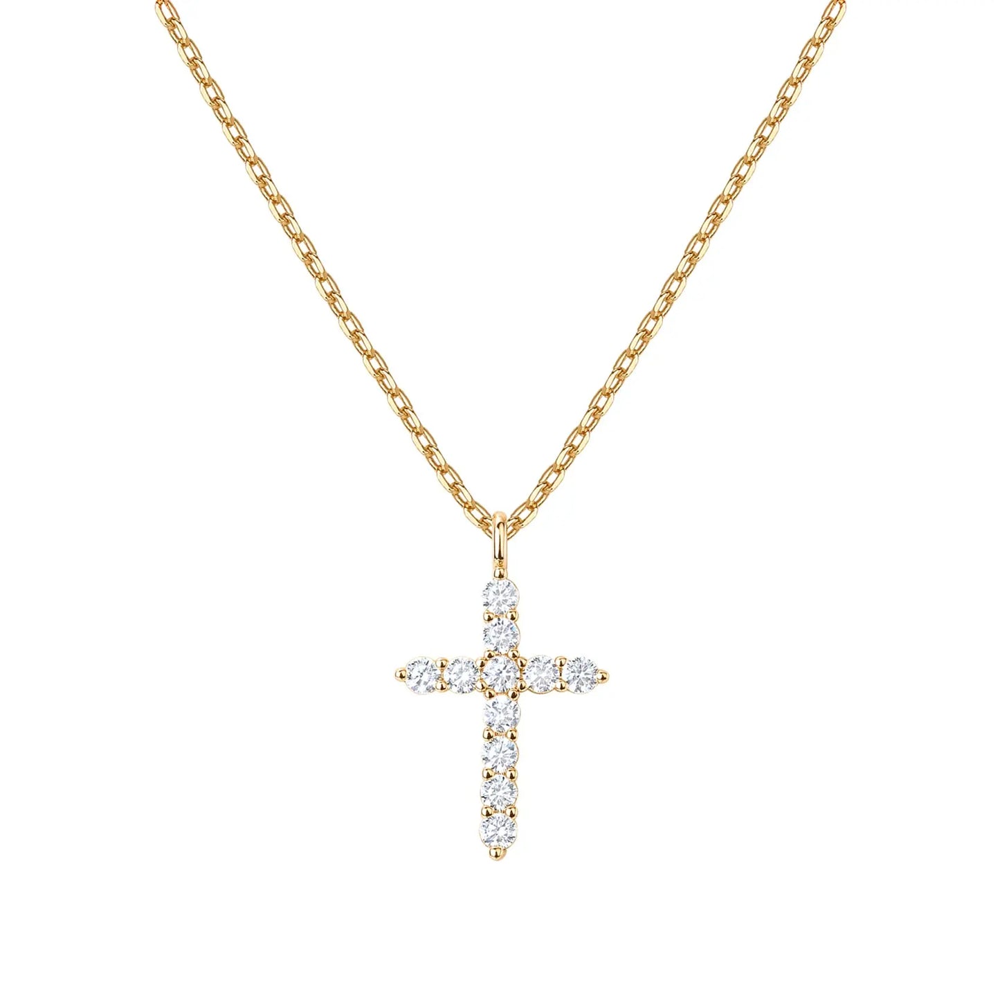 14K Gold Plated Zirconia Cross Necklace