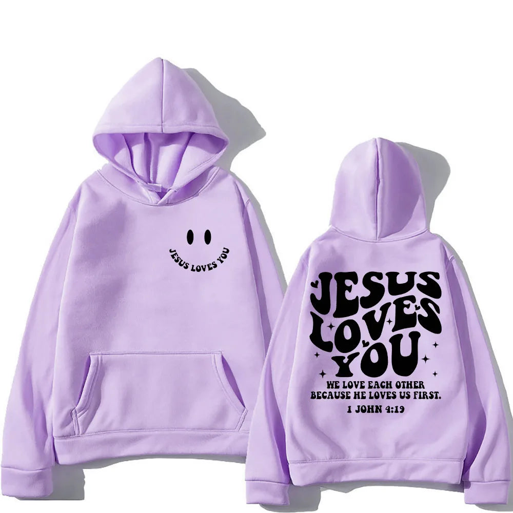 'Jesus Loves You' Print Pullover Hoodie #2 (Christian Apparel)