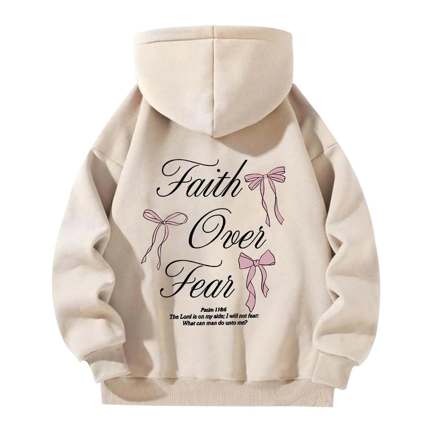 'Faith Over Fear' Pullover Hoodie w/Ribbon Print (Christian Apparel)
