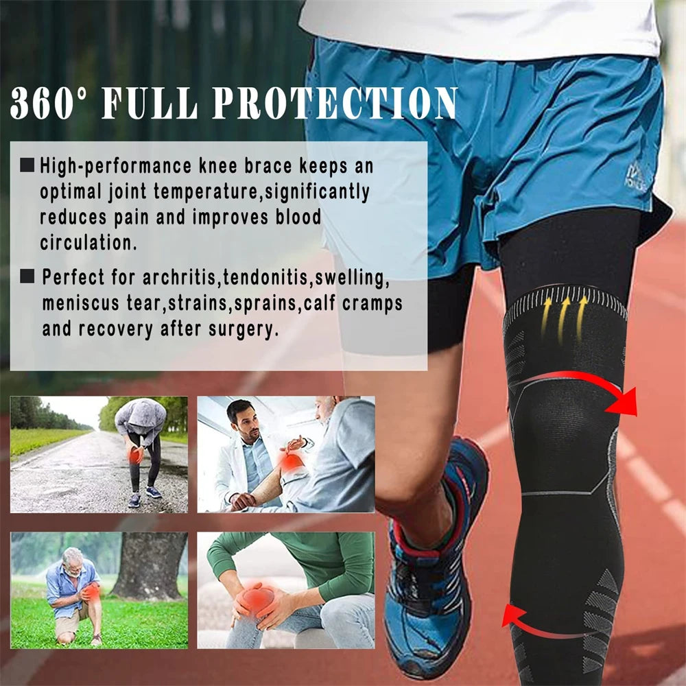 Long Leg Knee Brace Compression Sleeves