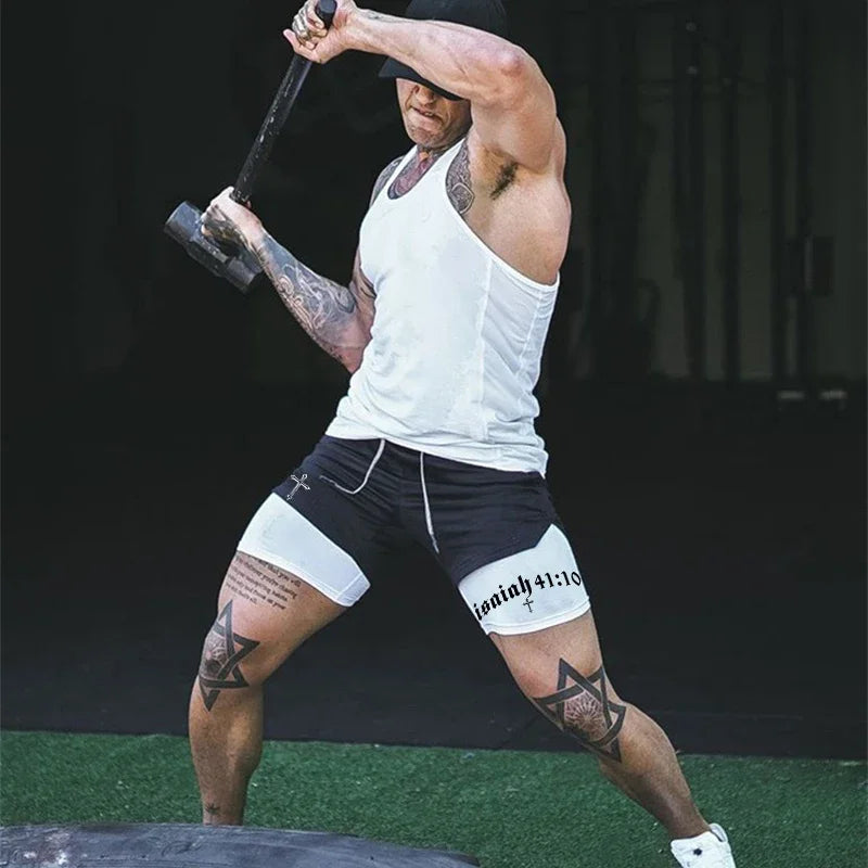 2-in-1 Men's Performance Shorts (Bible Printed - 'Philippians 4:13')