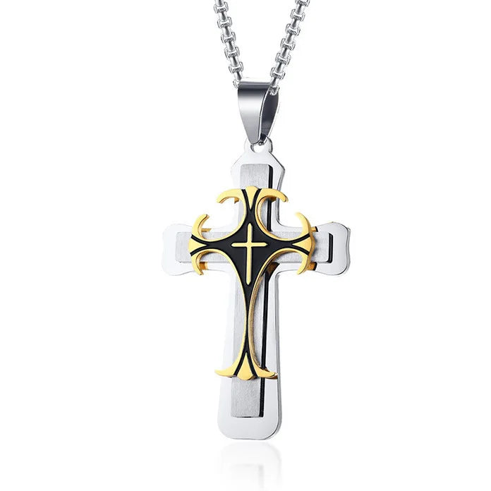 Multilayer Fashion Cross Pendant Necklace