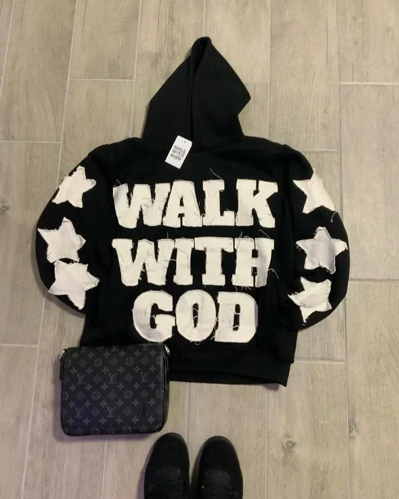 Gothic Y2K 'Walk With God' Zip-Up Hoodie