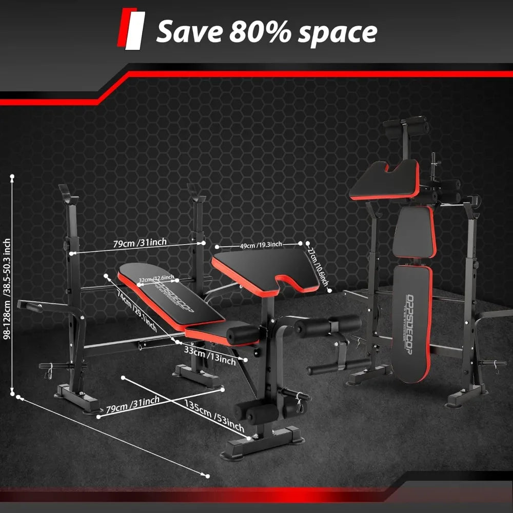 Heavy Duty Weightlifting Bench w/Barbell Rack