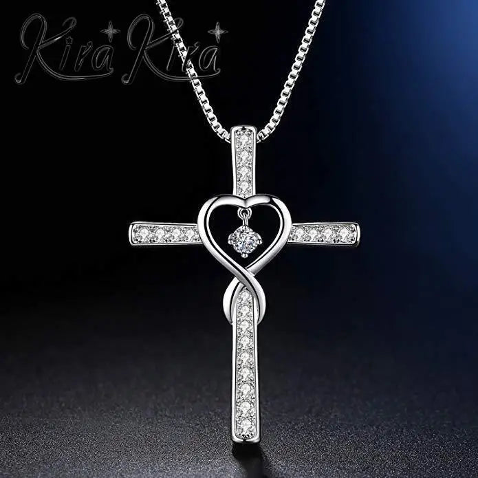 Infinity Birthstone Crystal Cross Necklace