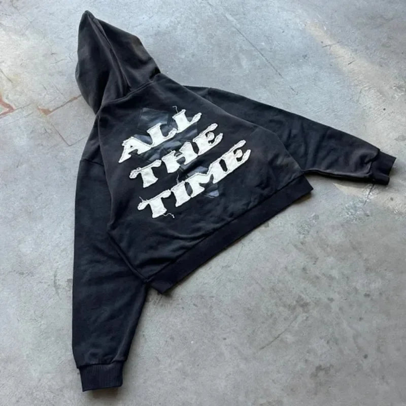 Streetwear 'God Is Good' Embroidered Zip-Up Hoodie