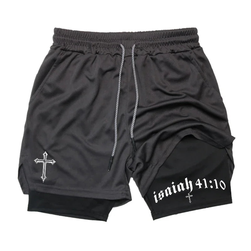 2-in-1 Men's Performance Shorts (Bible Printed - 'Philippians 4:13')