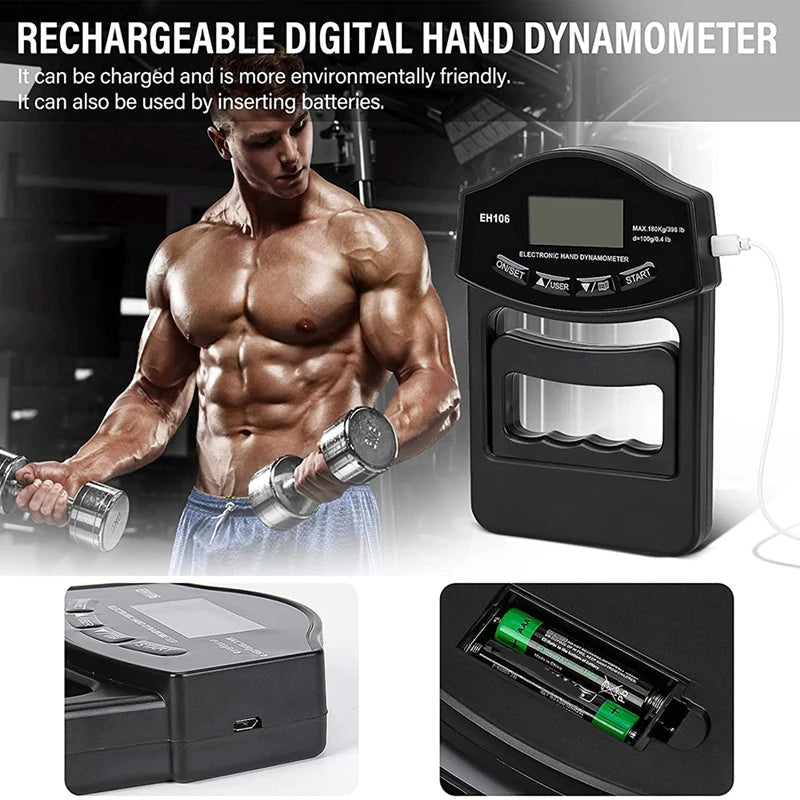 Electronic Grip Strength Trainer - Digital Tracker + Adjustable Resistance (396Lbs/180Kg)