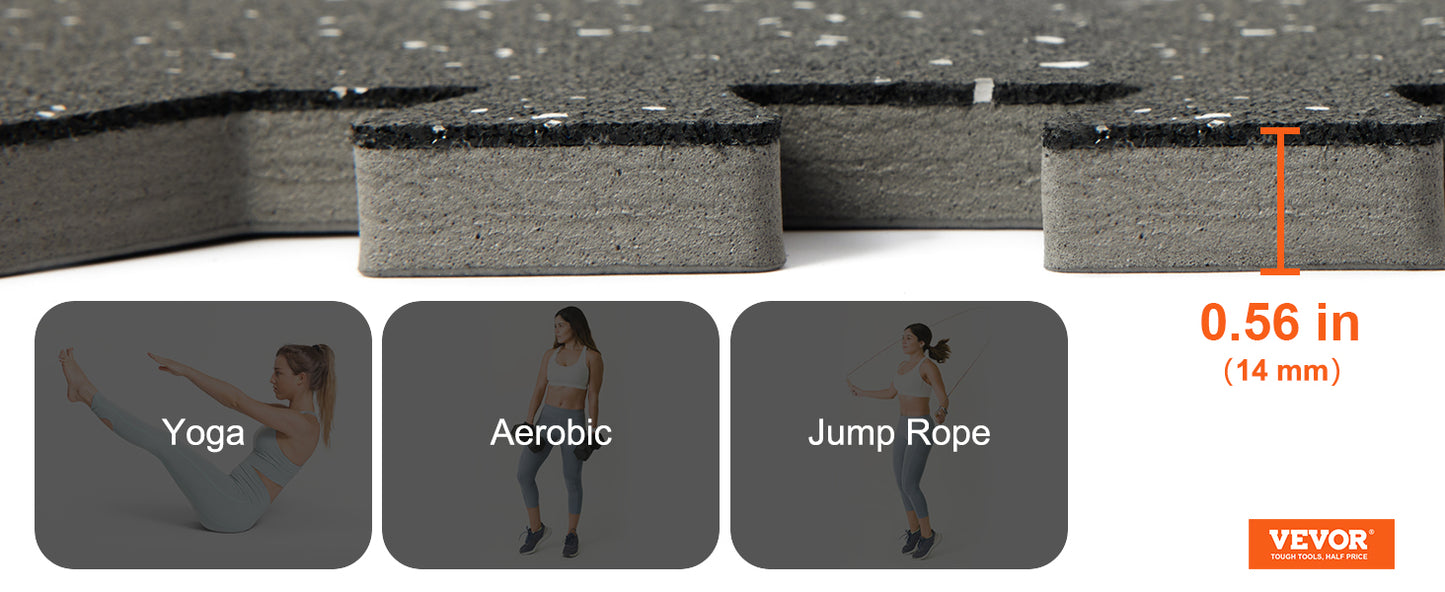 Rubber Top Interlocking Exercise Mats (Waterproof)