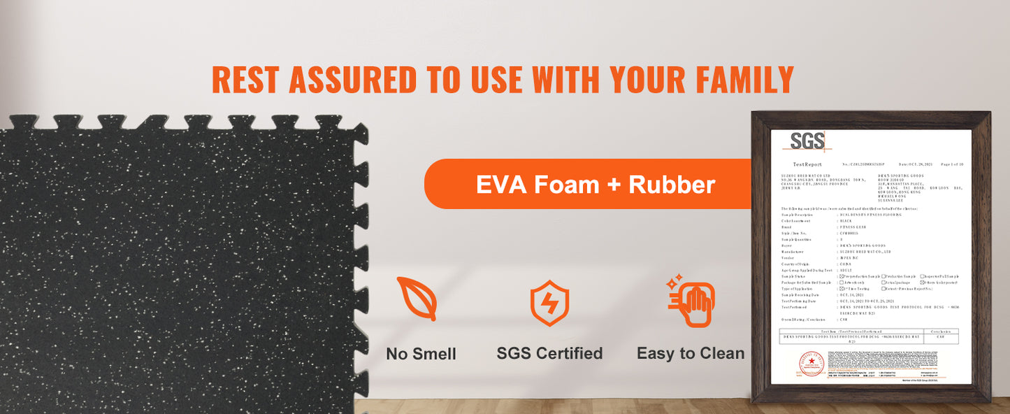 Rubber Top Interlocking Exercise Mats (Waterproof)
