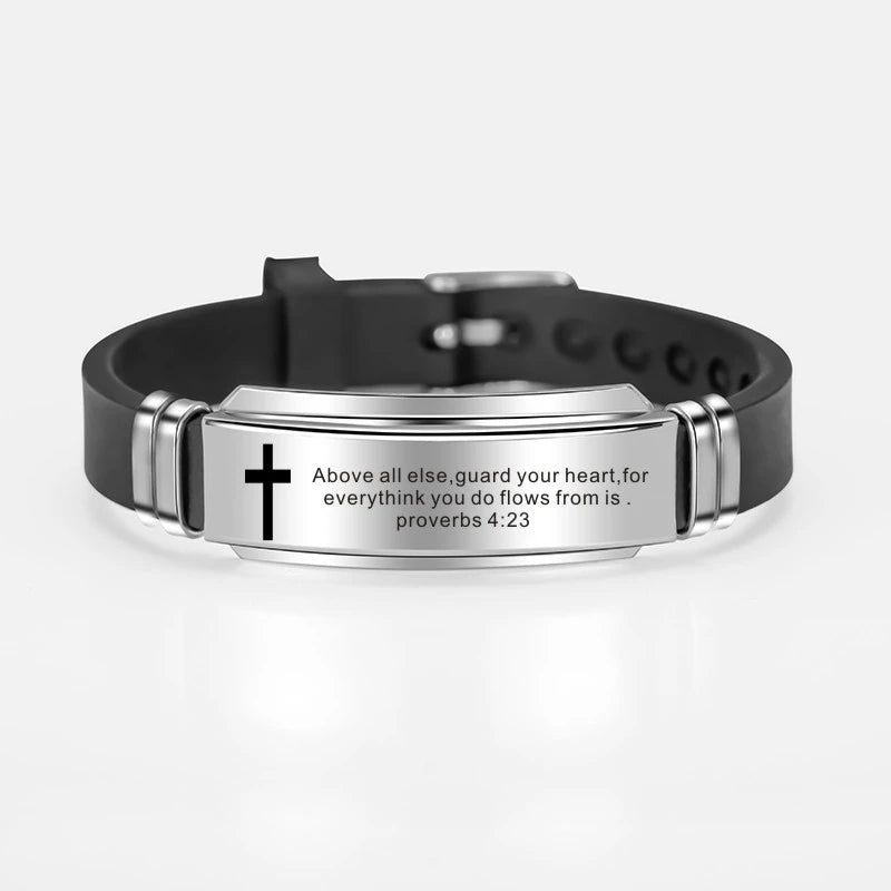 Inspiring Scripture Quote Bracelet (Stainless Steel)