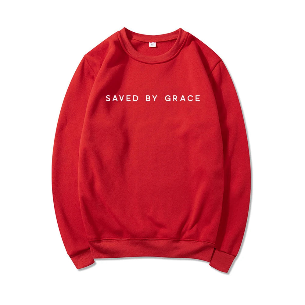 'Saved By Grace' Crewneck Sweatshirt (Christian Apparel)