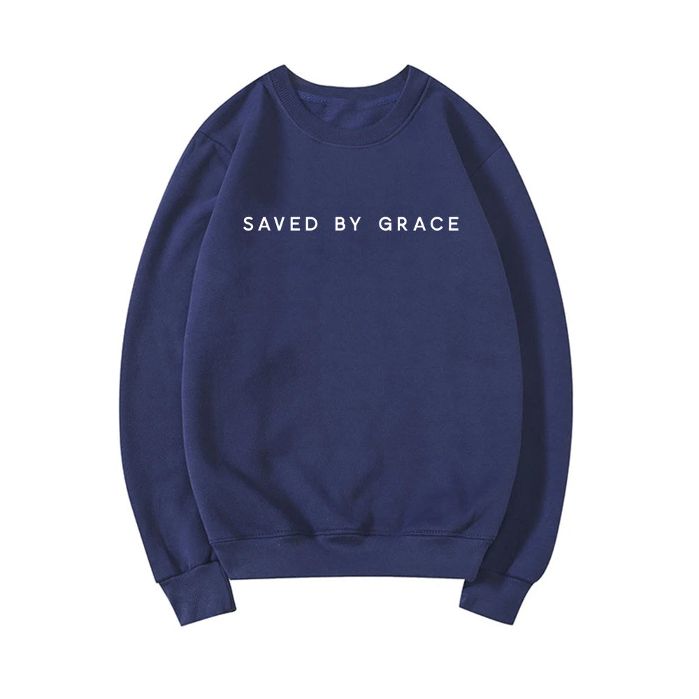'Saved By Grace' Crewneck Sweatshirt (Christian Apparel)